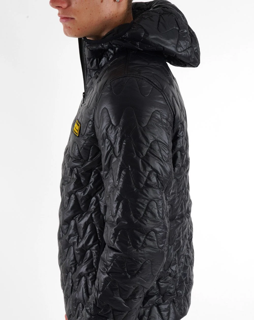 Barbour International Wave Hooded Quilted Jacket Black - Image 2