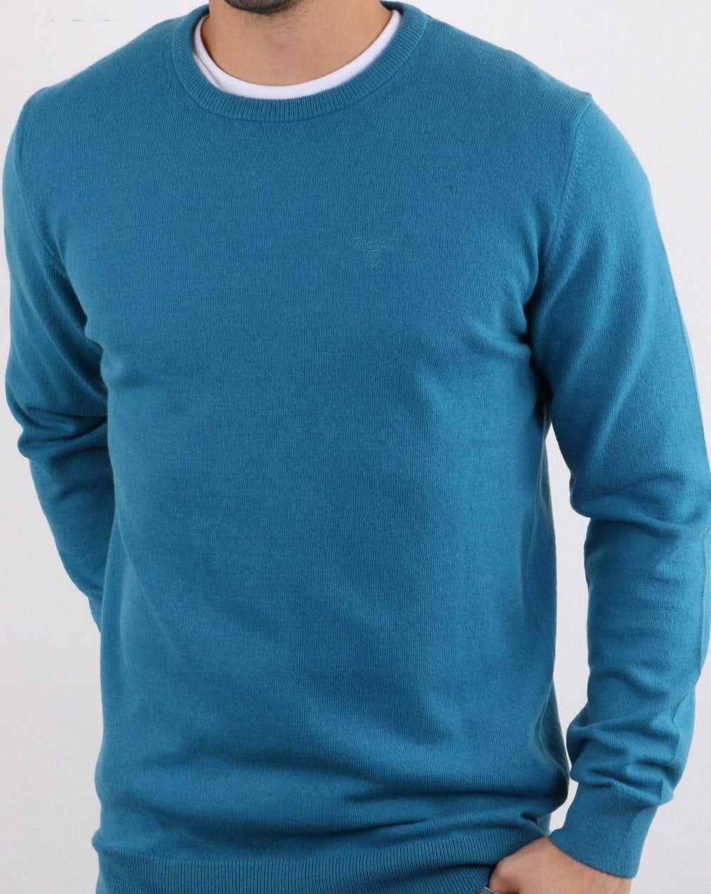 Barbour Lambswool Crew Neck knit Blue - Image 2