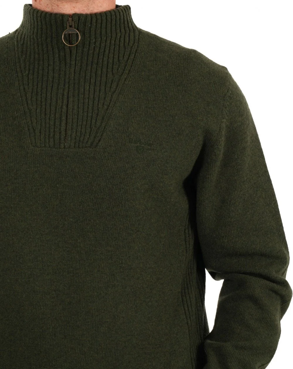 Barbour Lambswool Half Zip Mid Olive - Image 2