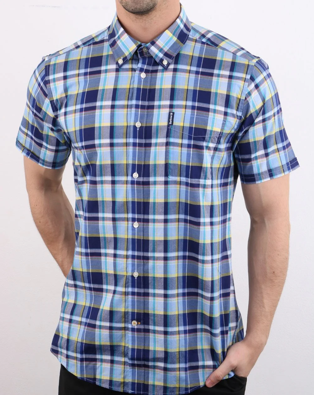 Barbour Madras Shirt Sky - Image 3