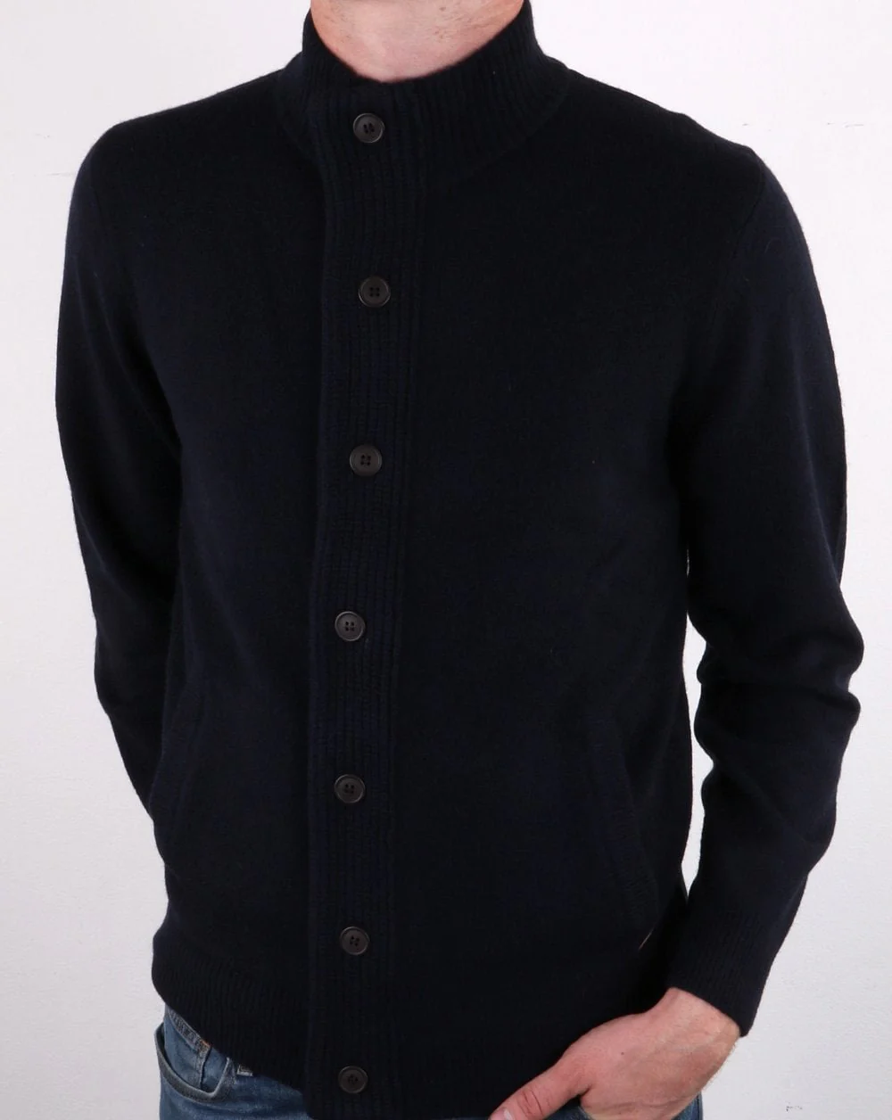 Barbour Patch Zip Button Knit Navy - Image 3