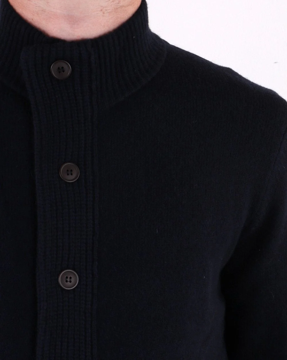 Barbour Patch Zip Button Knit Navy - Image 4