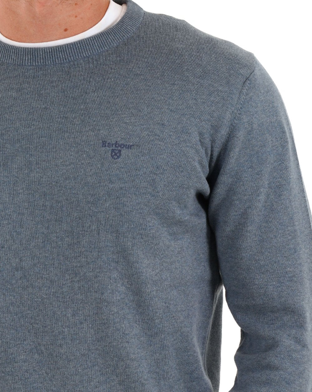 Barbour Pima Cotton Crew Neck Jumper Bluestone - Image 2