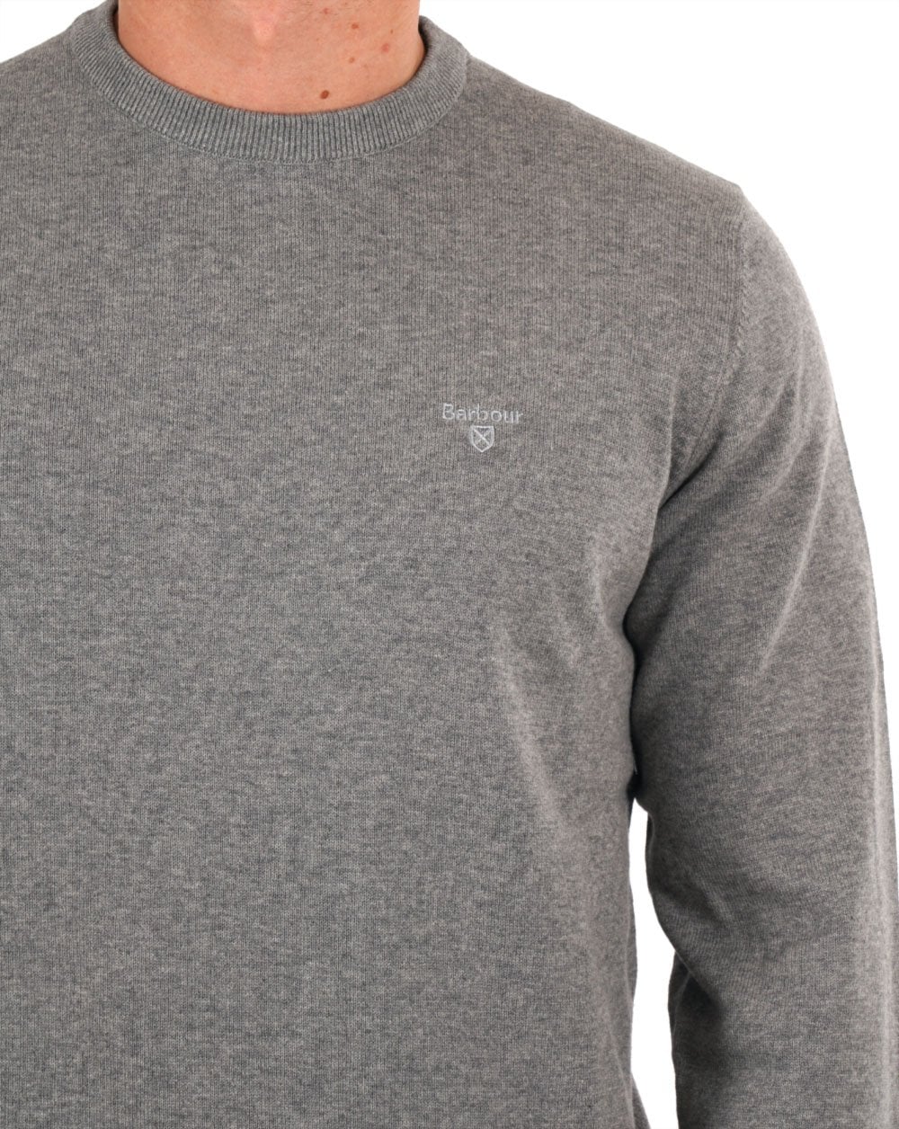 Barbour Pima Cotton Crew Neck Jumper Grey - Image 2