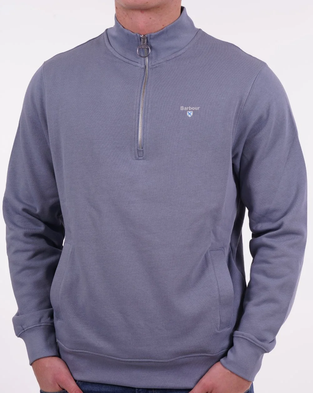 Barbour Rothley Half Zip Sweater Washed Blue - Image 3