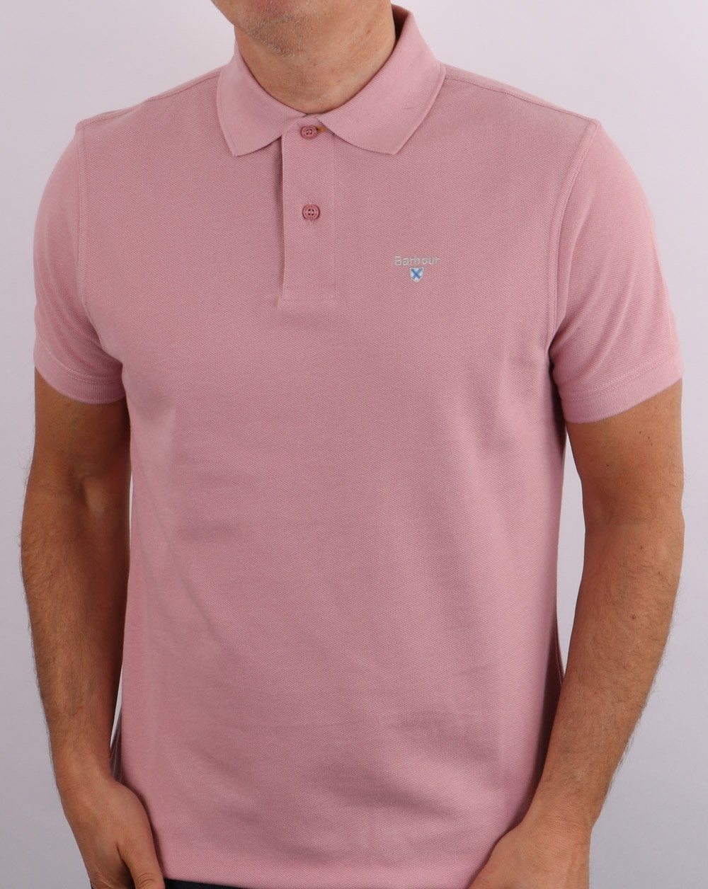 Barbour Tartan Pique Polo Faded Pink - Image 2