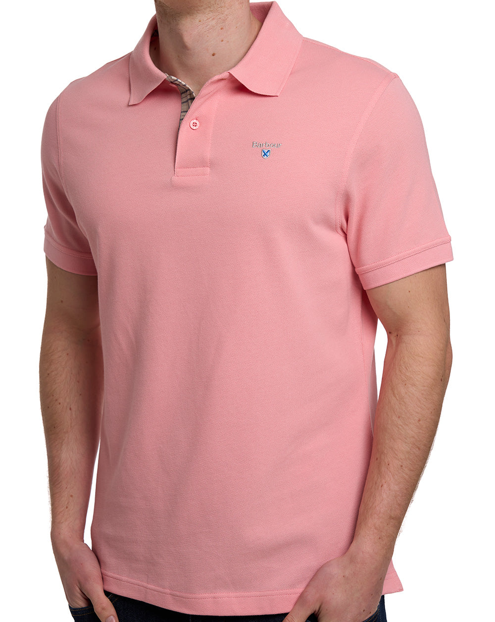 Barbour Tartan Pique Polo Mineral Pink - Image 2