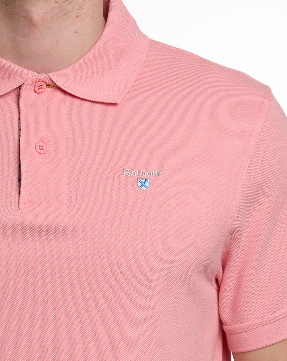 Barbour Tartan Pique Polo Mineral Pink - Image 3