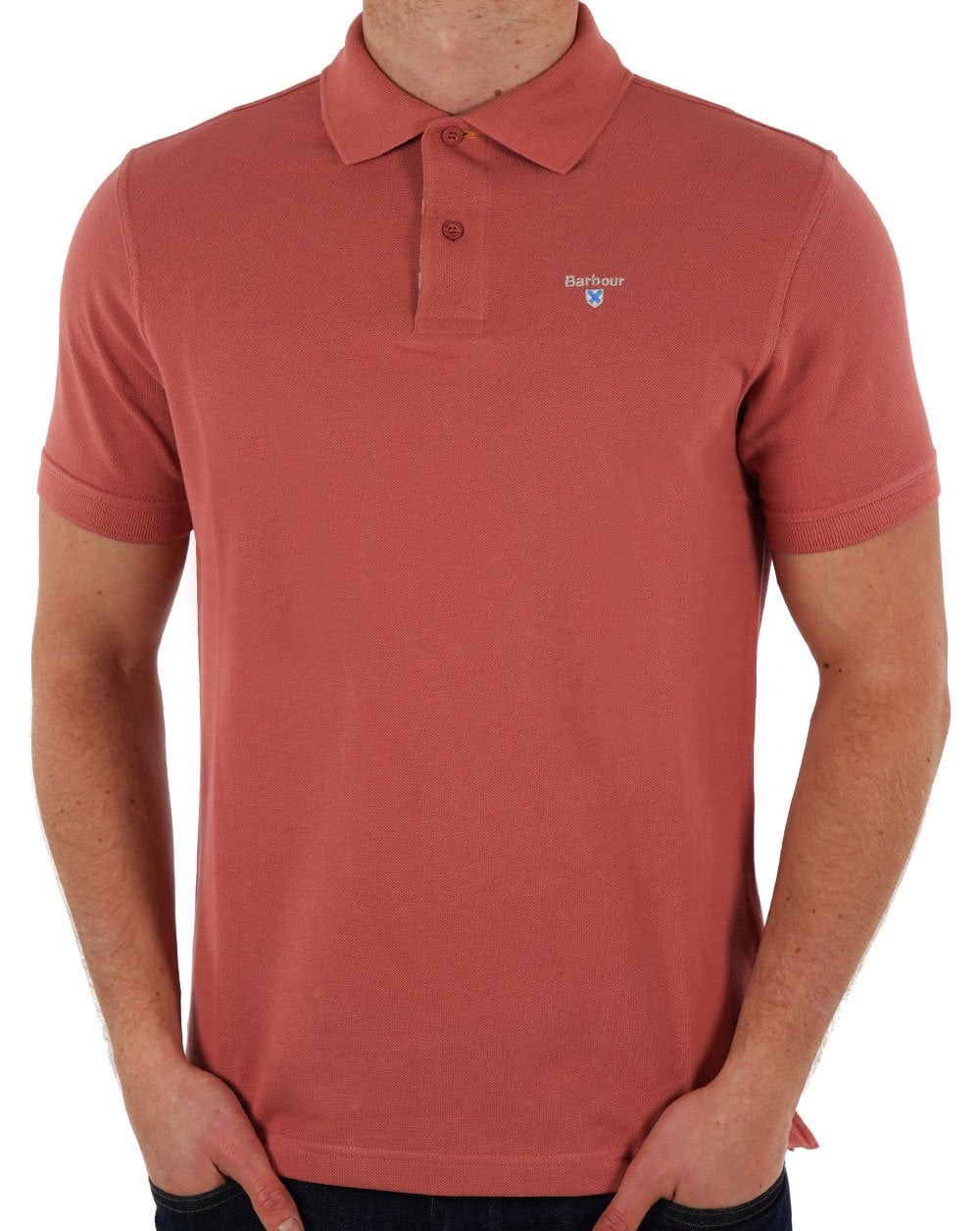 Barbour Tartan Pique Polo Shirt Pink Clay - Image 3