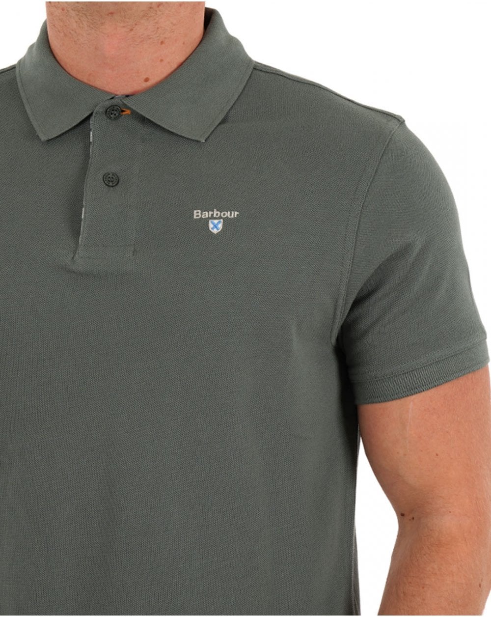 Barbour Tartan Pique Polo Shirt Vintage Teal - Image 3