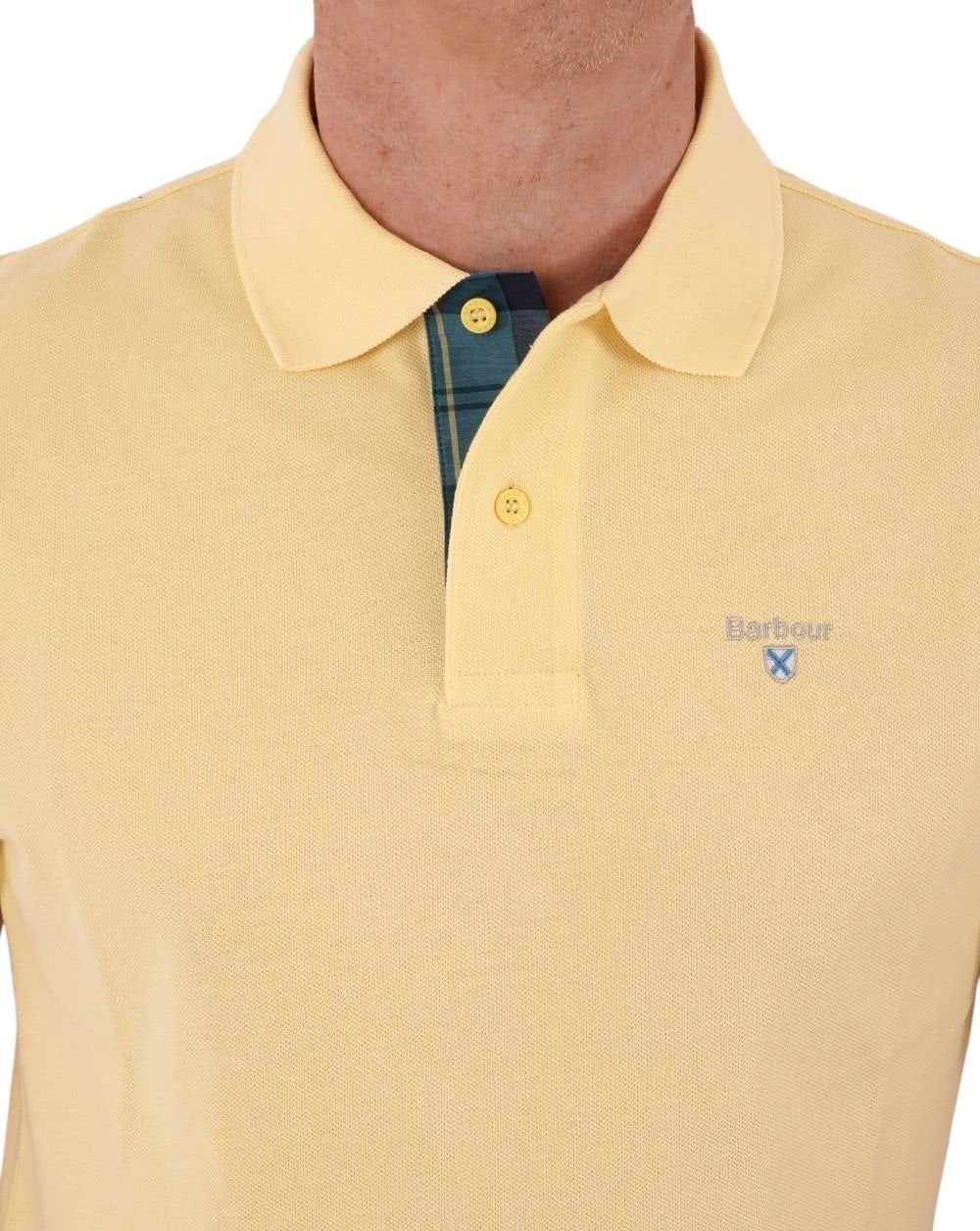 Barbour Tartan Pique Polo Shirt Yellow - Image 3