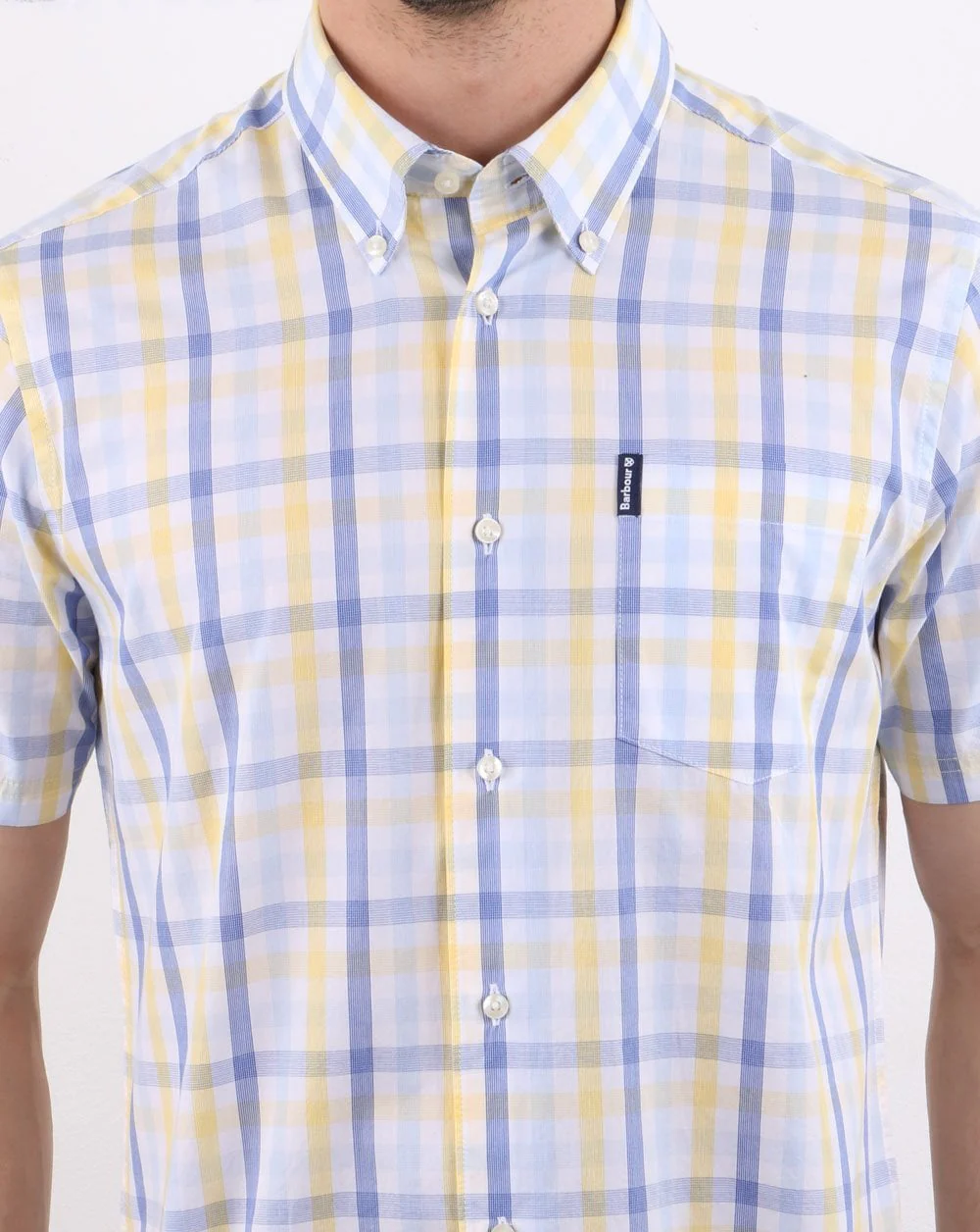Barbour Tattersall Short Sleeve Shirt Yellow - Image 4
