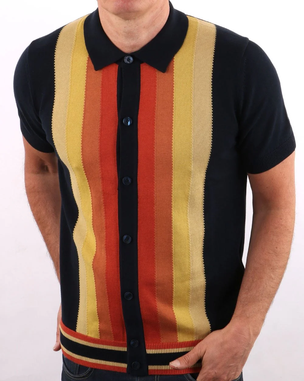 Ben Sherman Button Thru Mod Polo Dark Navy - Image 2