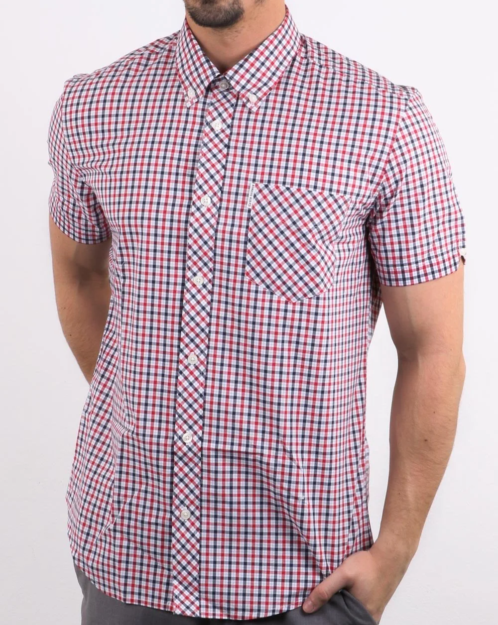 Ben Sherman House Check S/s Shirt Navy Red - Image 2