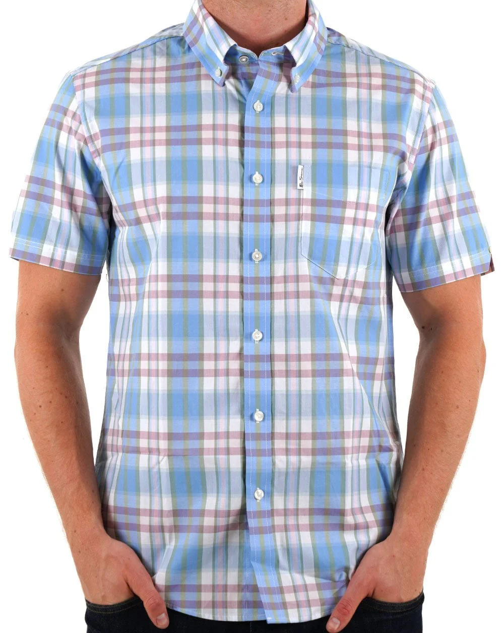 Ben Sherman Irregular Check SS Shirt Glacier - Image 3