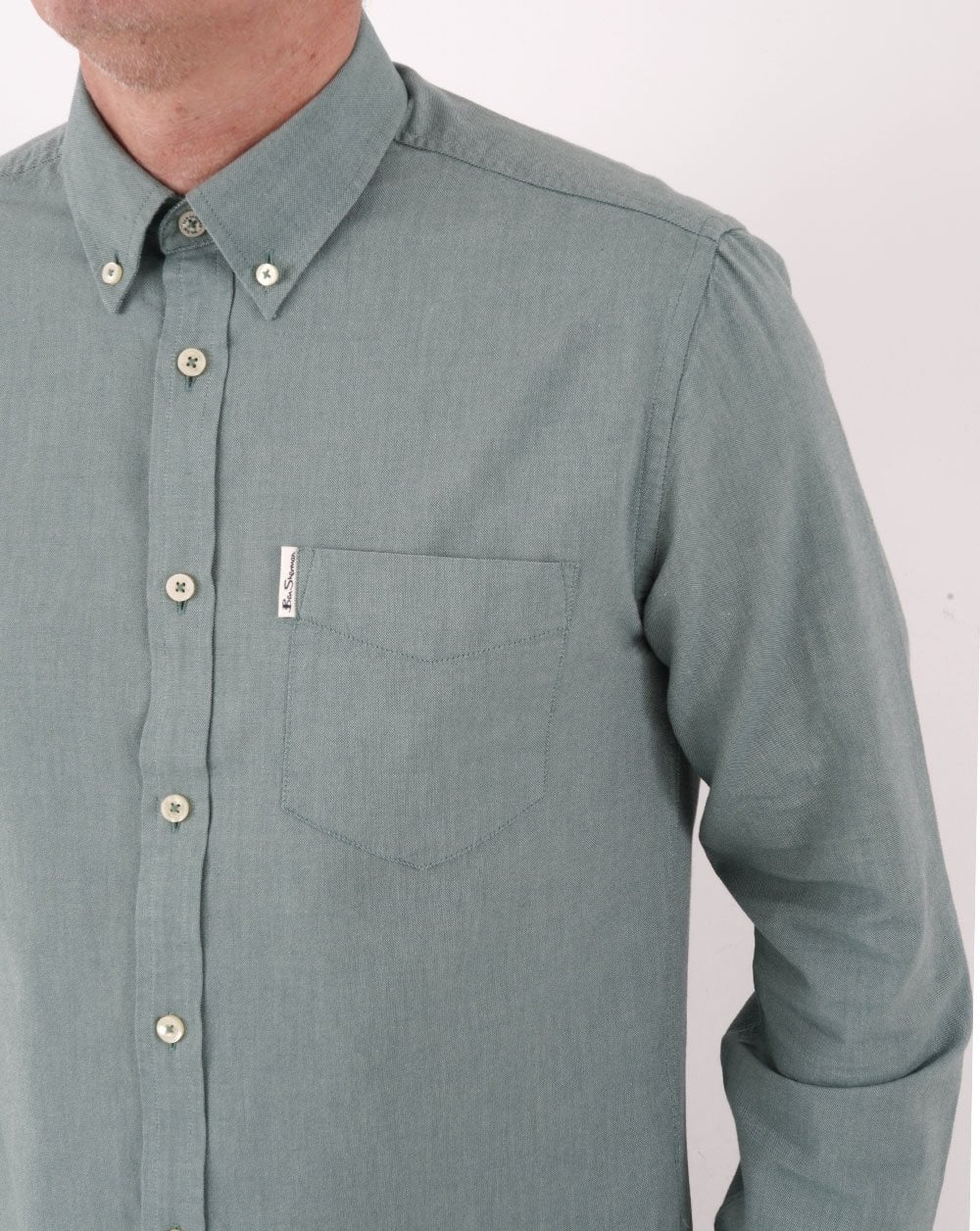 Ben Sherman Long Sleeve Oxford Shirt Jade - Image 2