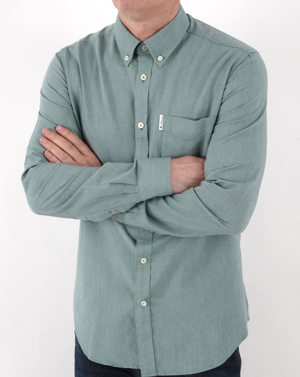 Ben Sherman Long Sleeve Oxford Shirt Jade - Image 3