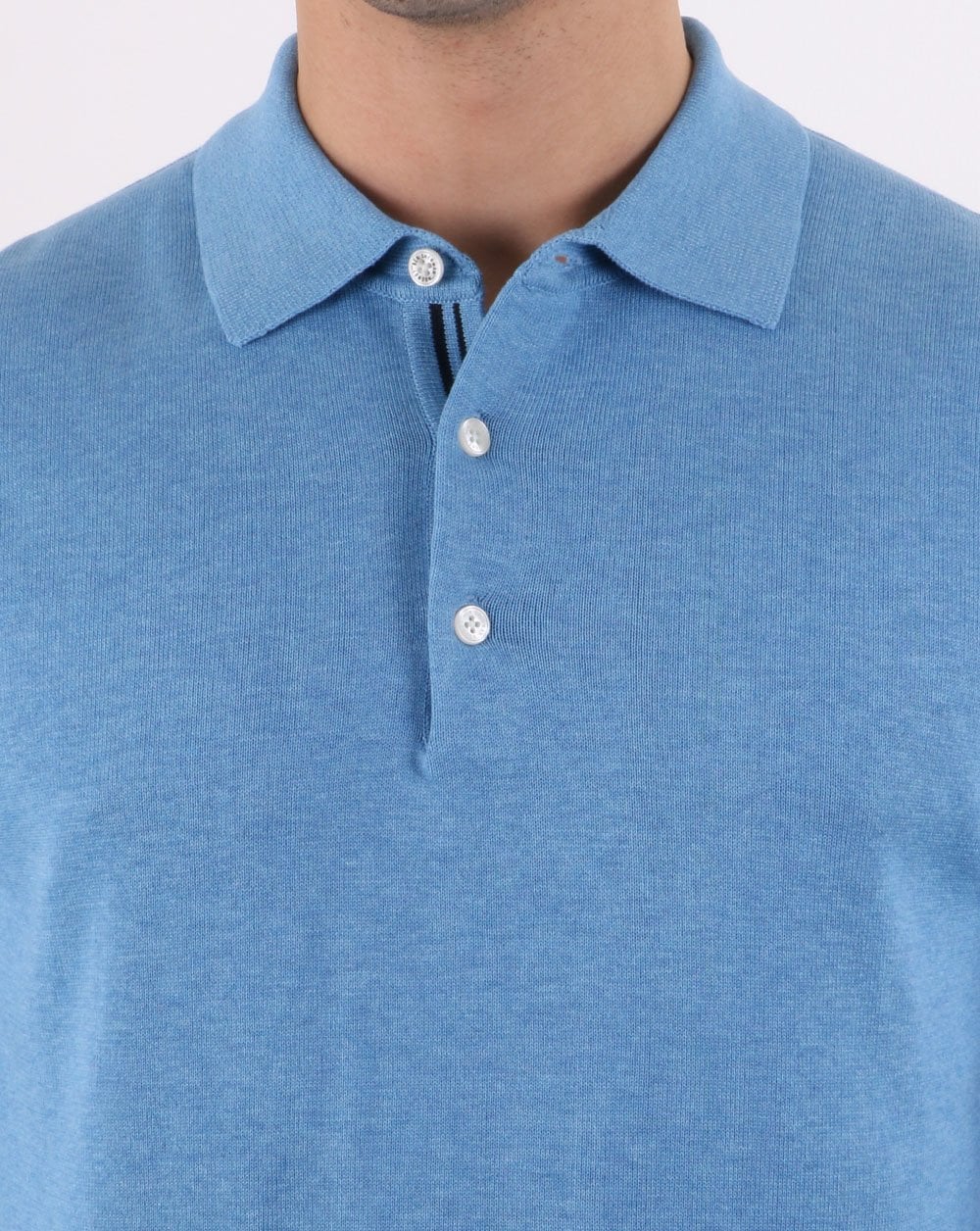 Ben Sherman LS Knitted Polo Blue - Image 3