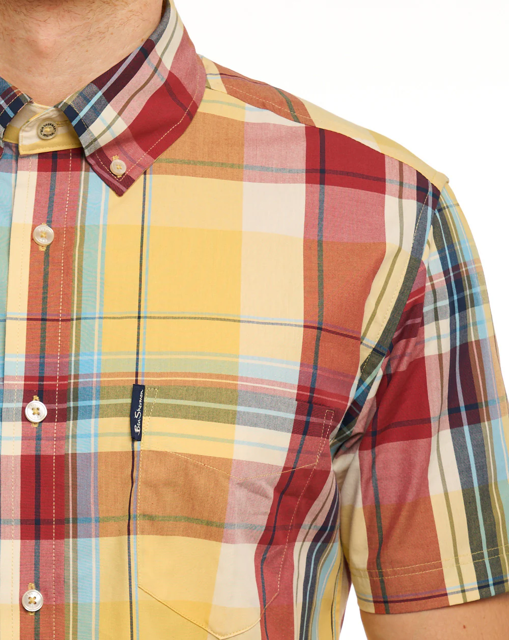 Ben Sherman Oversized Check SS Shirt Zest - Image 3