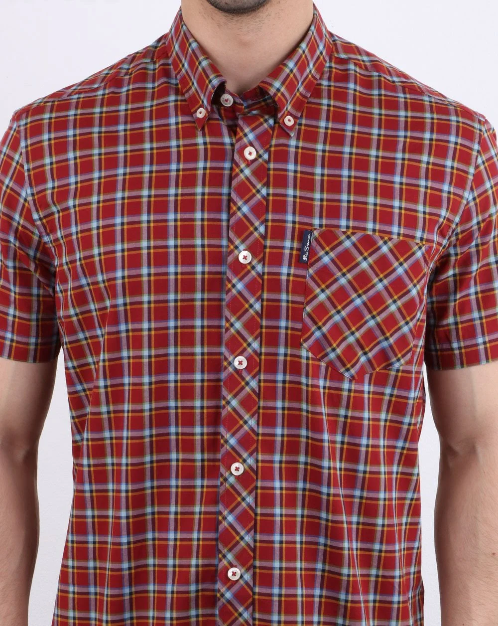 Ben Sherman Short Sleeve Check Shirt Red - Image 4