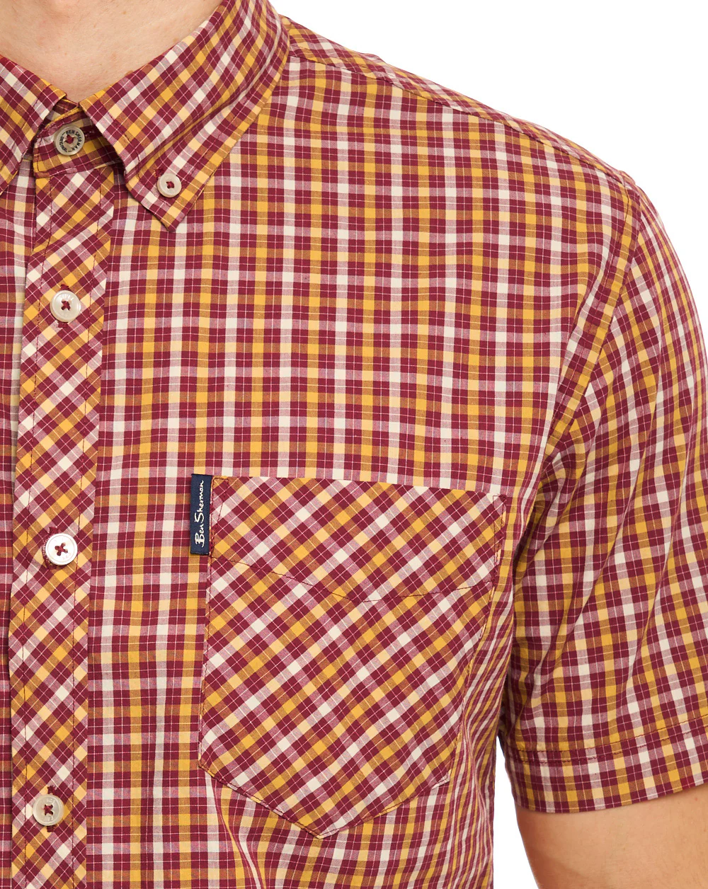Ben Sherman Signature House Check SS Shirt Cherry - Image 3