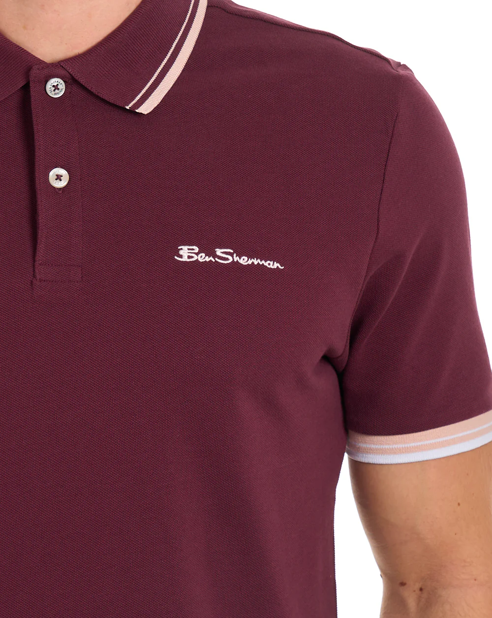 Ben Sherman Signature Pique Polo Aubergine - Image 3