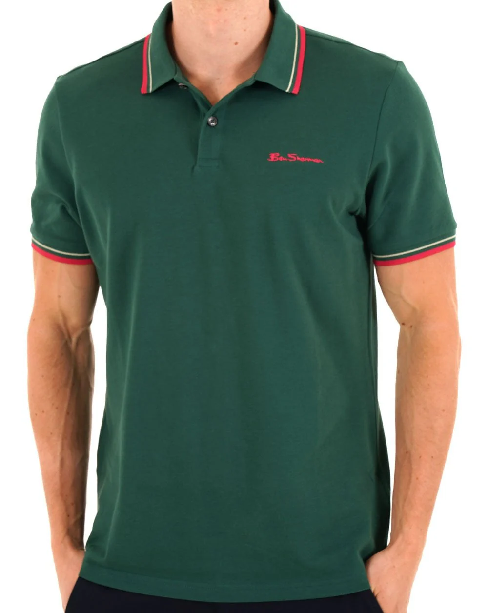 Ben Sherman Signature Pique Polo Dark Green - Image 3