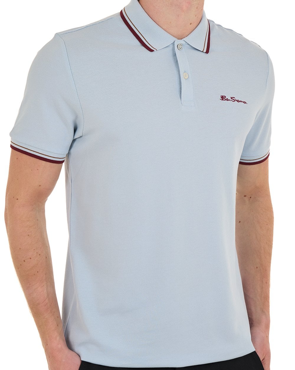 Ben Sherman Signature Pique Polo Powder Blue - Image 3