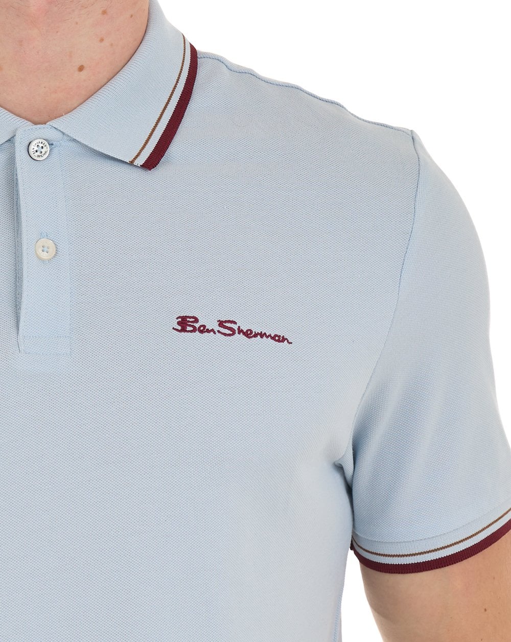 Ben Sherman Signature Pique Polo Powder Blue - Image 4