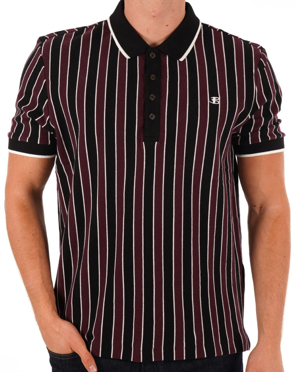 Ben Sherman Vertical Stripe Polo Black - Image 2