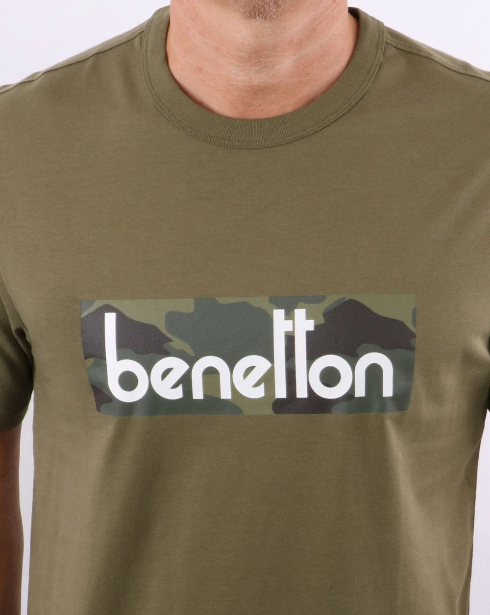 Benetton Classic Logo T-shirt Khaki/Camo - Image 2