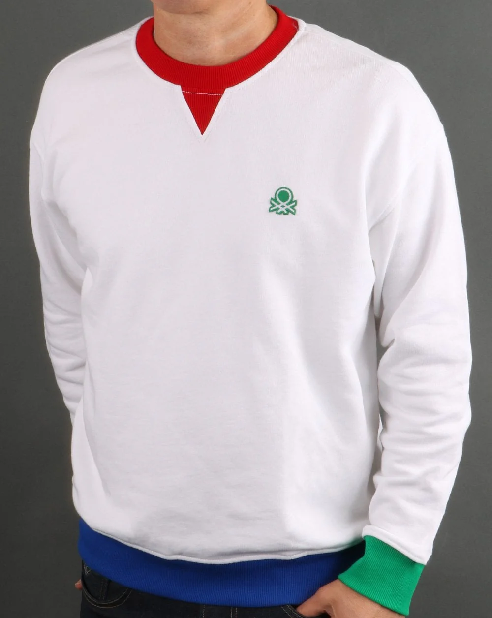Benetton Contrast Sweatshirt White - Image 2