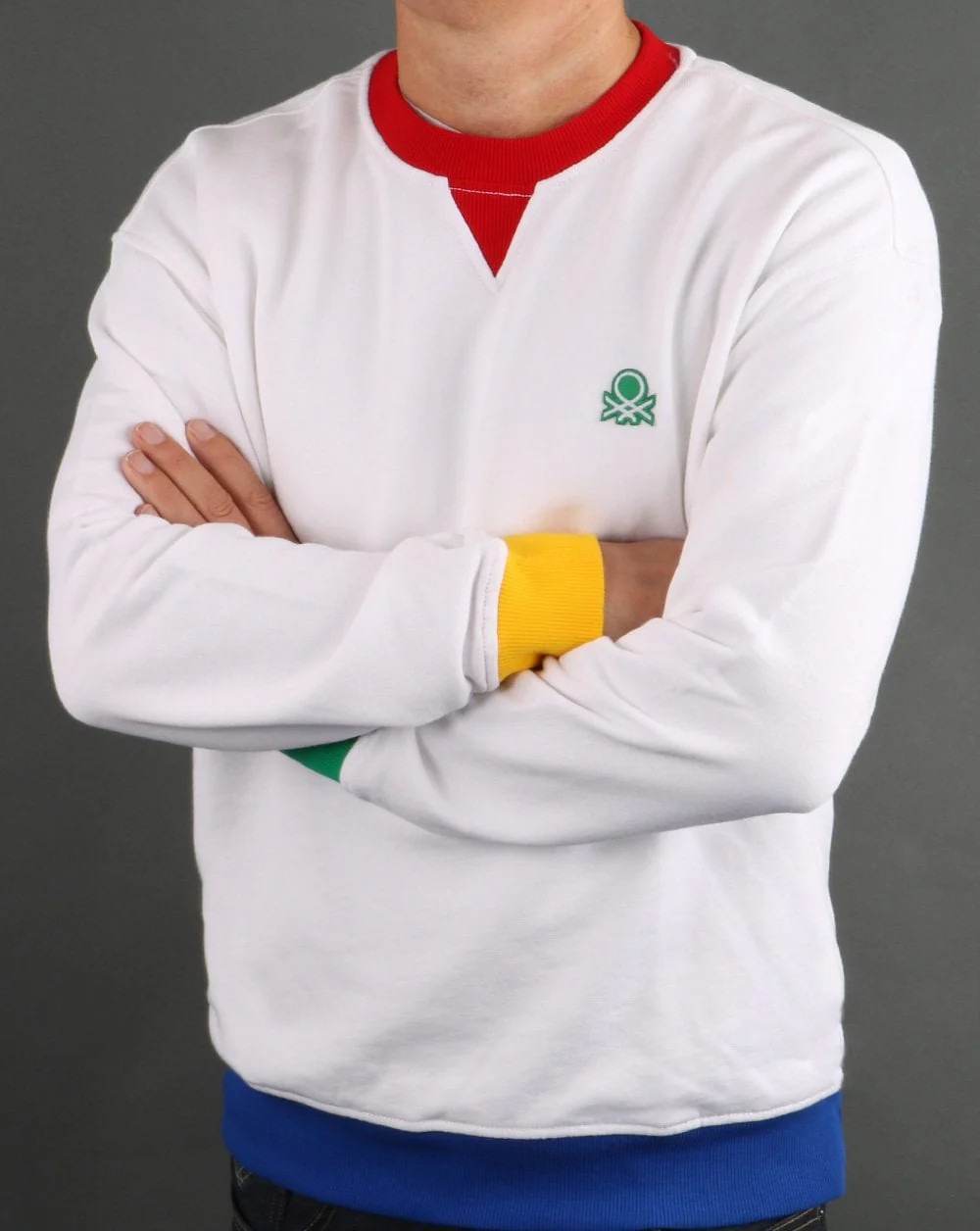 Benetton Contrast Sweatshirt White - Image 4