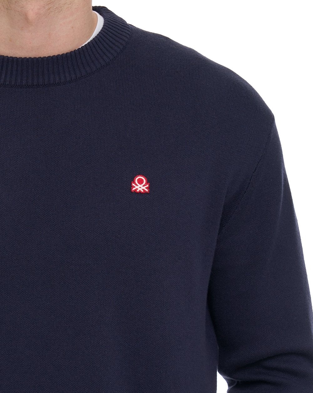 Benetton Crew Knit Jumper Navy - Image 3