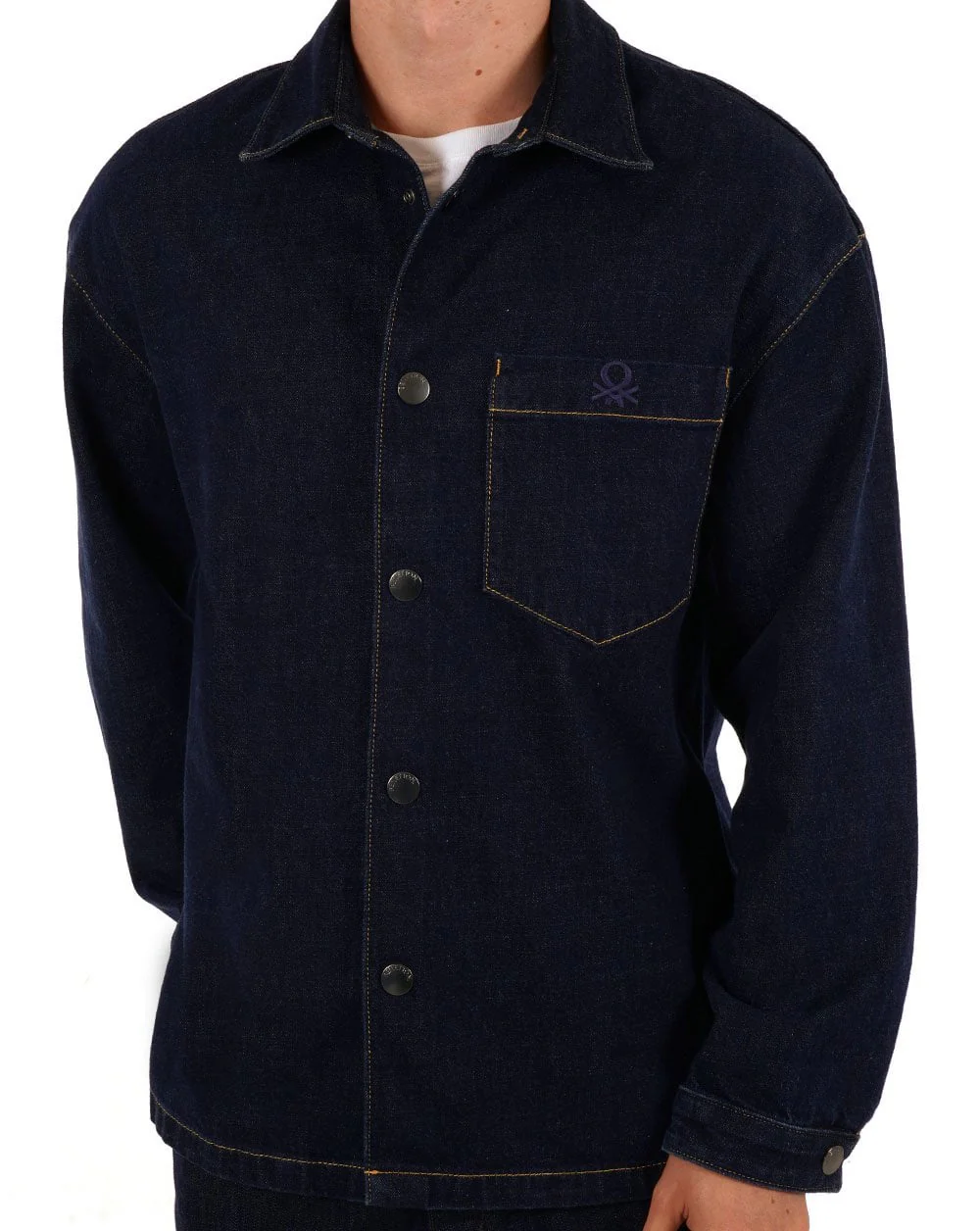 Benetton Denim Overshirt Navy - Image 2