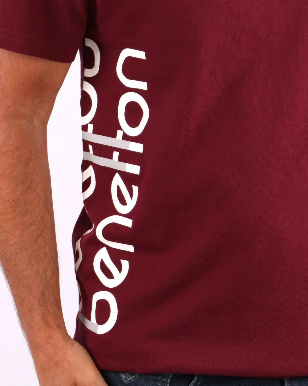 Benetton DNA Logo T-shirt Burgundy - Image 2