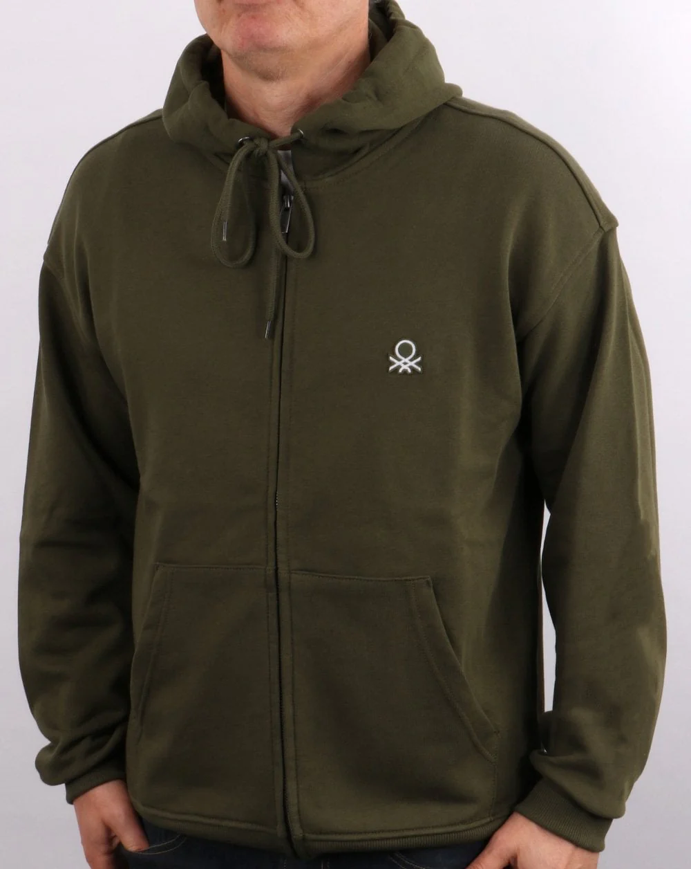 Benetton Full Zip Hoodie Khaki - Image 3