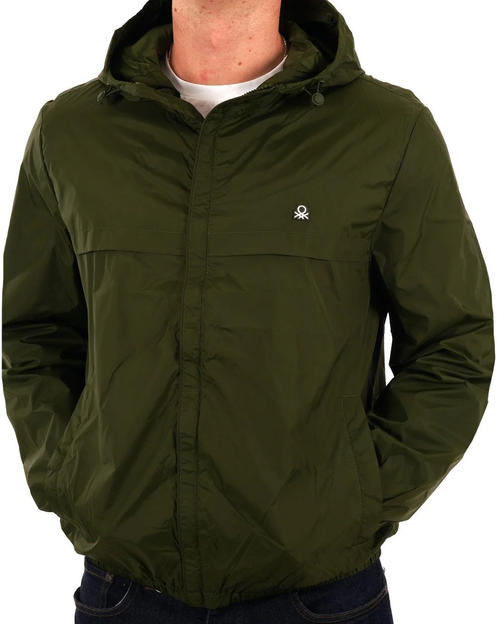 Benetton Hooded Rain Defender Jacket Dark Forest - Image 3