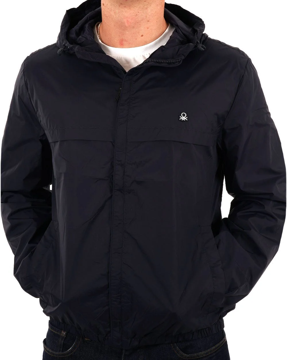 Benetton Hooded Rain Defender Jacket Navy - Image 3