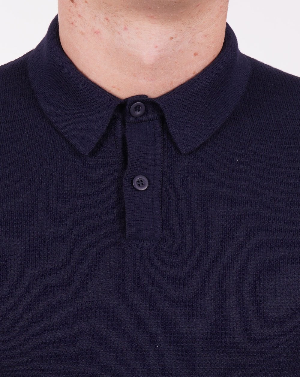 Benetton Knitted Polo Shirt Navy - Image 2