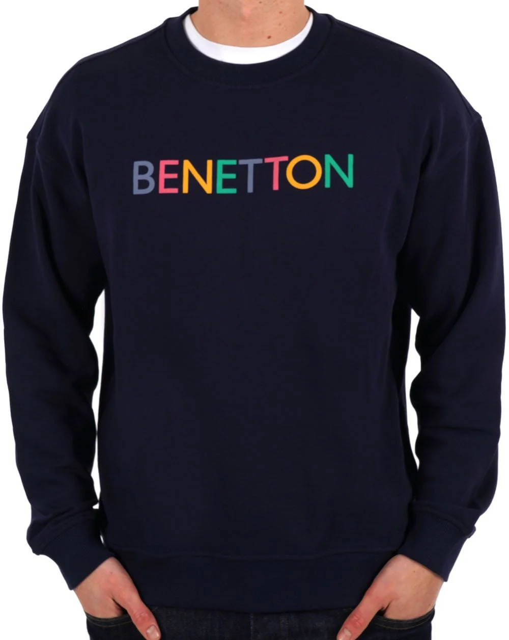 Benetton Multi-Colour Logo Sweatshirt Navy 2 - Image 2