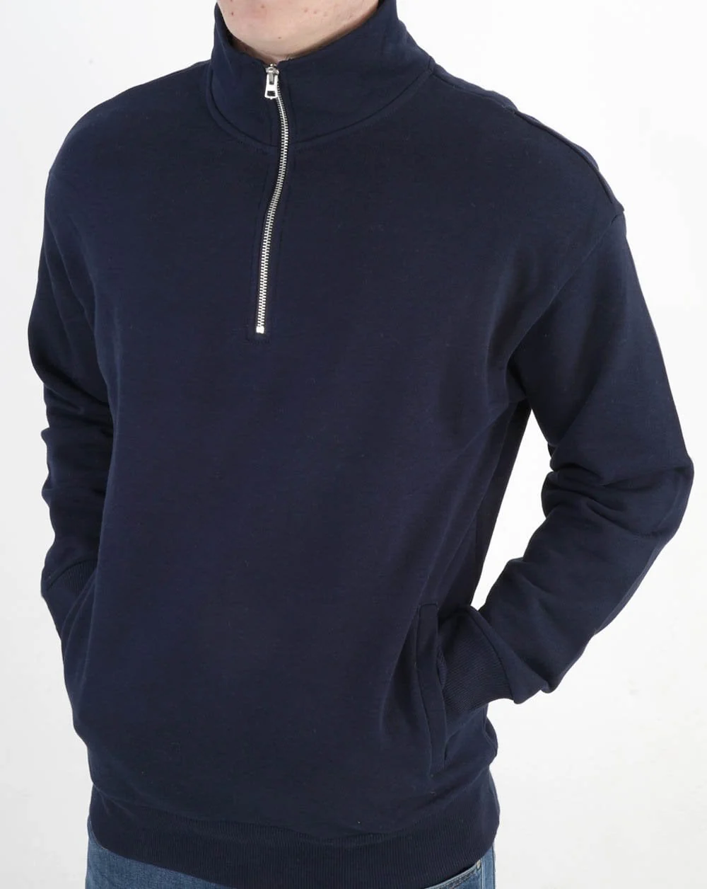 Benetton Quarter Zip Sweatshirt Navy - Image 4