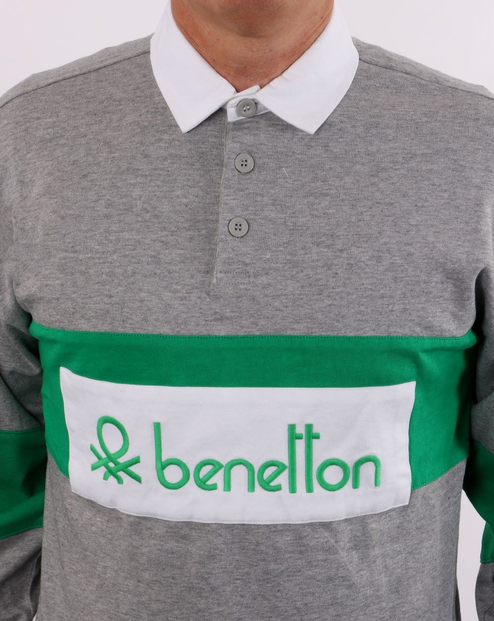 Benetton Rugby Shirt Grey - Image 2