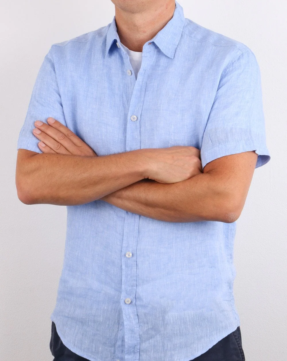Benetton Short Sleeve Shirt Blue - Image 3