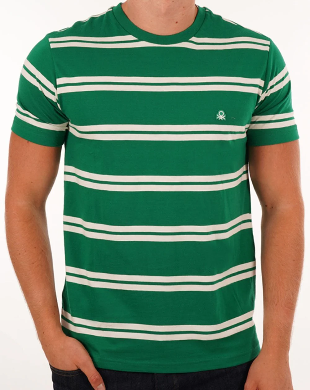 Benetton Stripe T-shirt Green/White