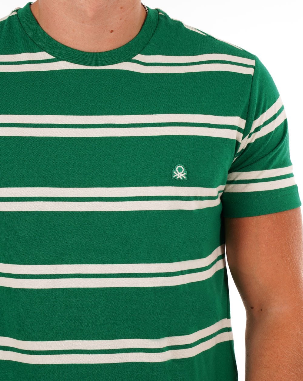 Benetton Stripe T-shirt Green/White - Image 2