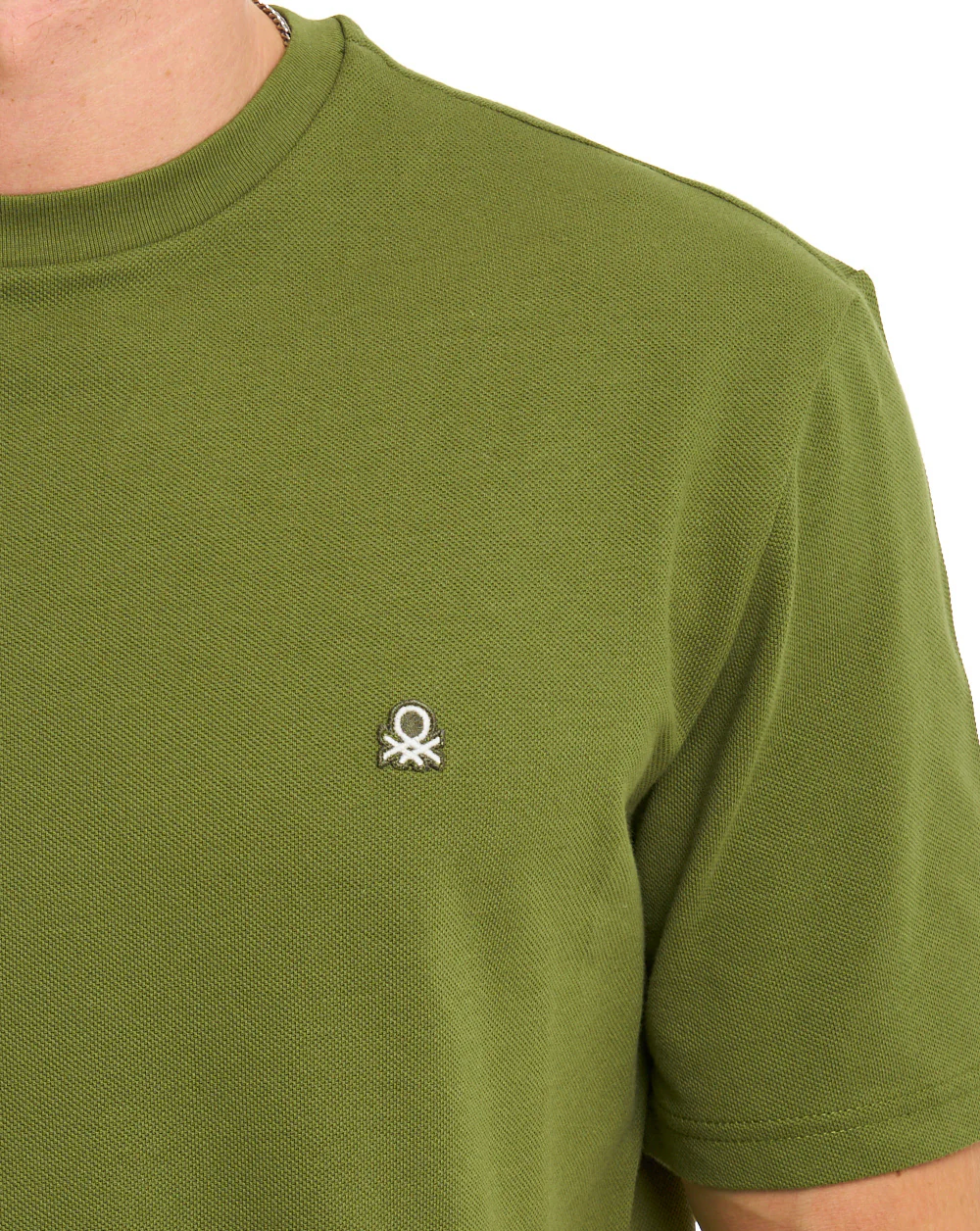 Benetton Pique Cotton T-Shirt Green - Image 2