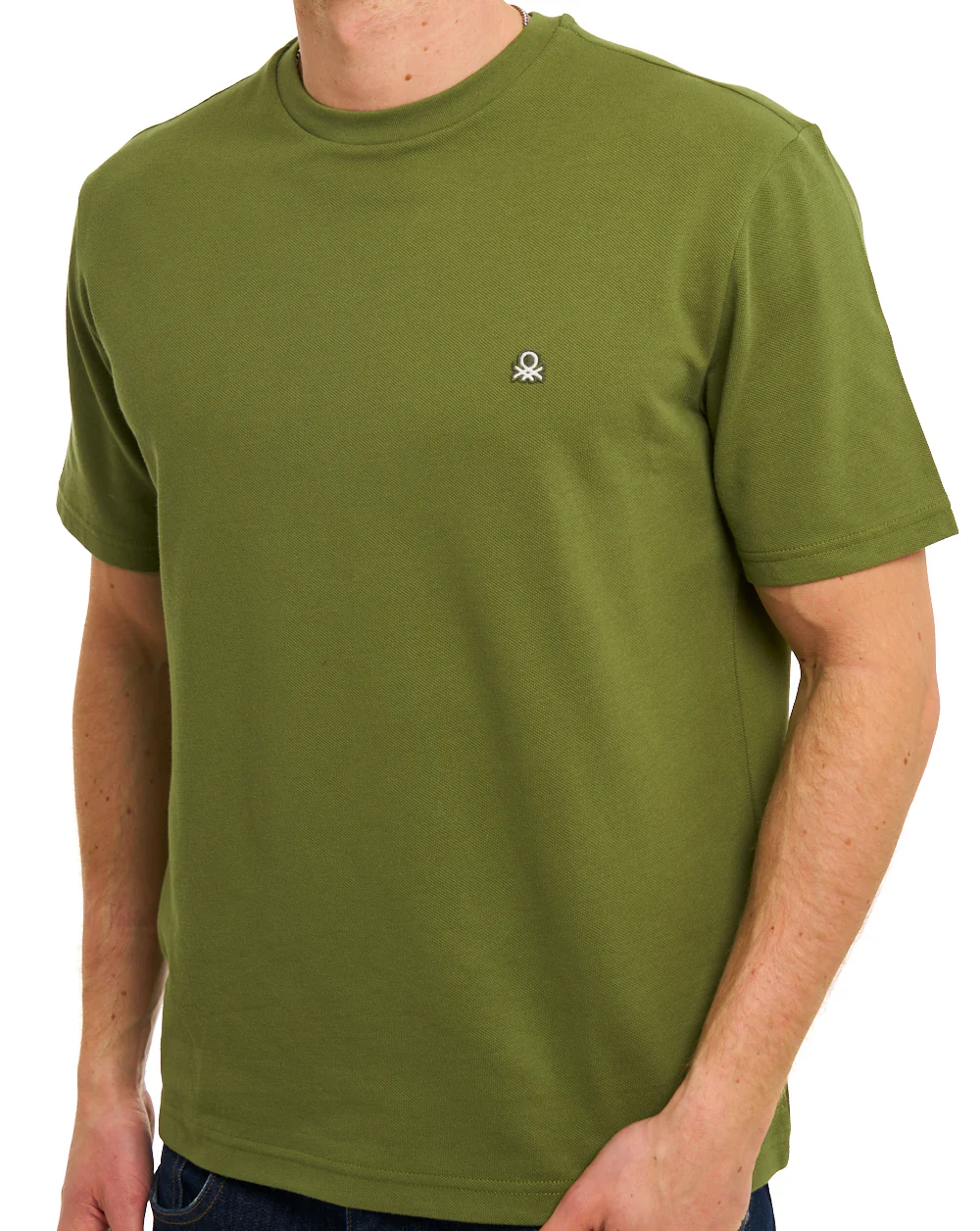 Benetton Pique Cotton T-Shirt Green - Image 3
