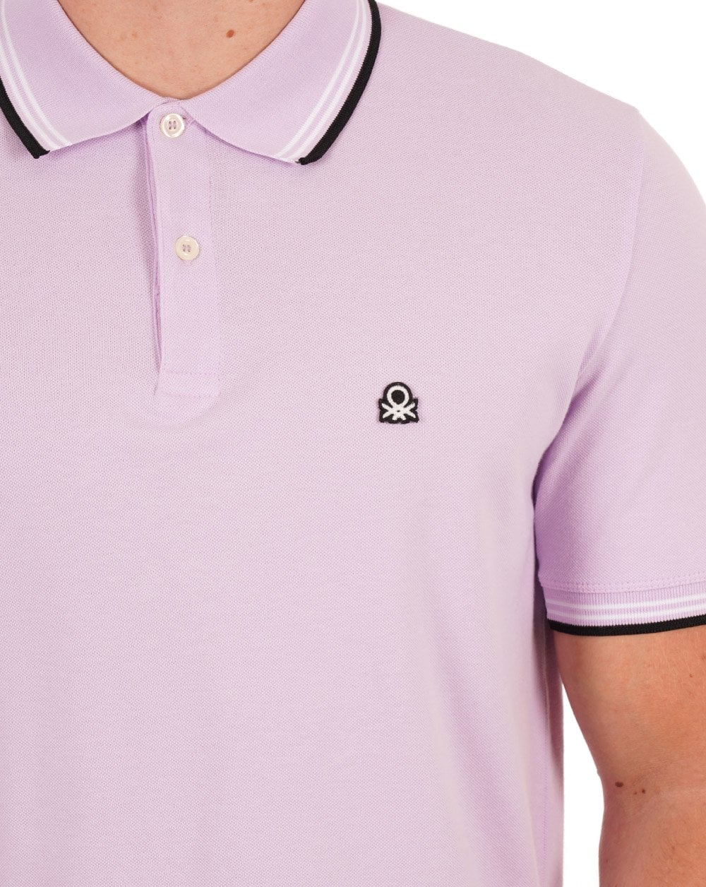 Benetton Tipped Polo Shirt Lilac - Image 2