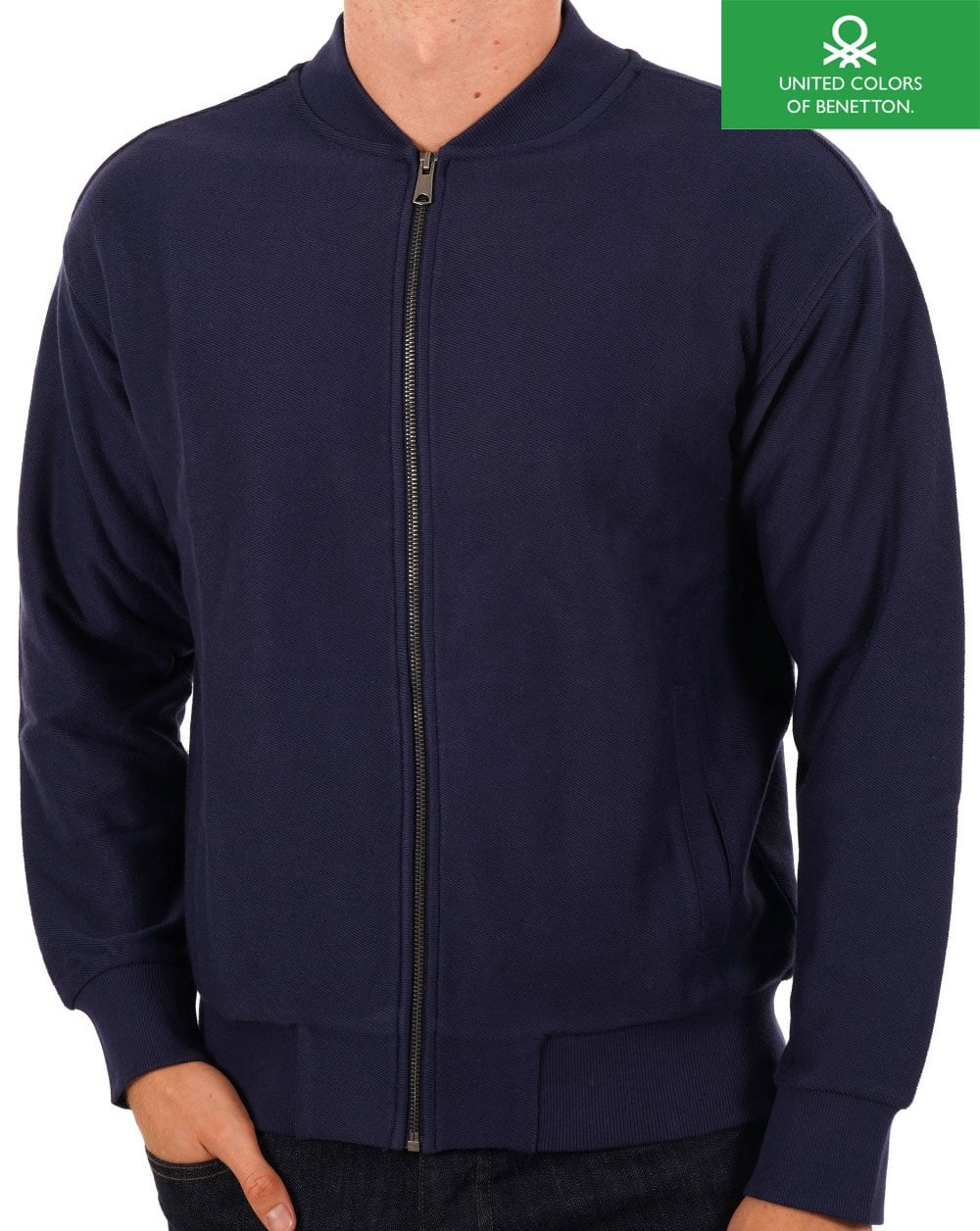 Benetton Zip Through Track Jacket Navy